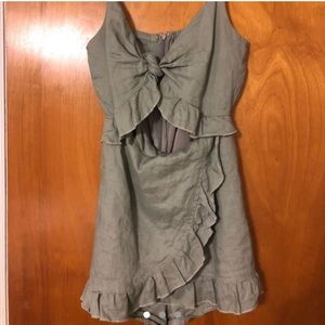 LF Seek Green Linen Romper